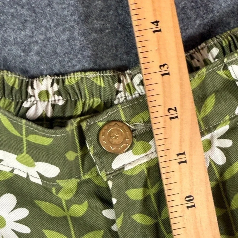 Big Bud Press Trousers XS Green Floral Daisy Print High Waist Pants NWOT